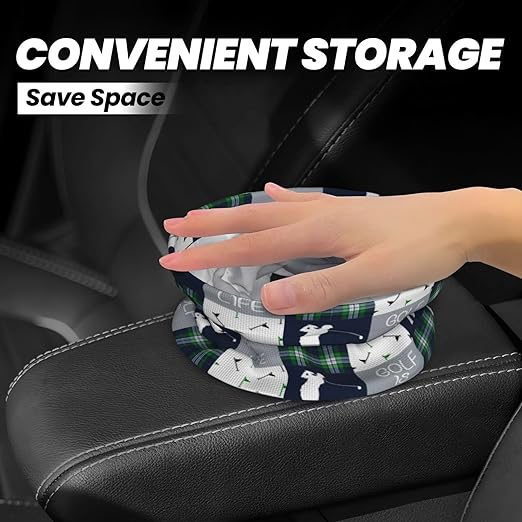 Golf Navy Patchwork Car Trash Can Garbage Cans Foldable,Cute Hanging Car Organizer and Storage Bag Leak Proof, Auto Back Seat Trash Bin Universal for Truck, SUV, Outdoor Travel