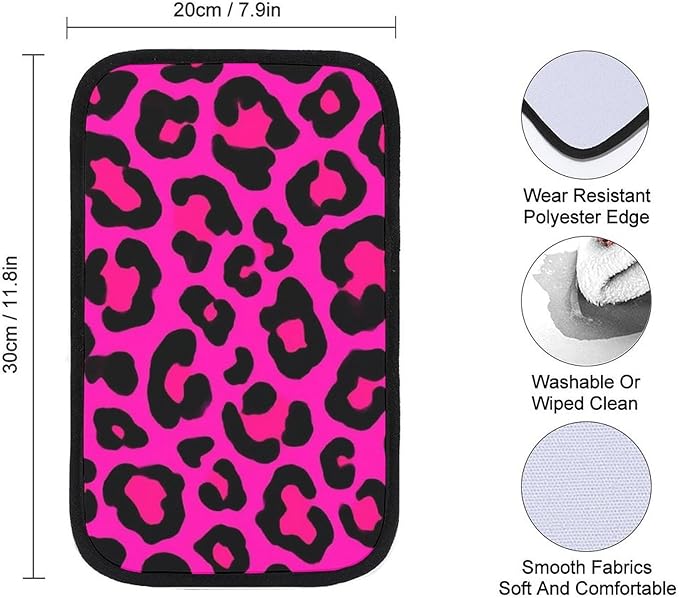 Center Console Cover for Car, Neoprene Auto Armrest Cover Pink Dots Wild Cheetah Leopard Print Armrest Pad Seat Box Cushion Car Accessories for Trucks Vehicles