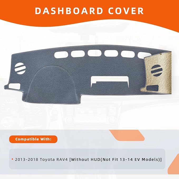 KEYOOG Dashboard Cover Dash Mat Fit for 2018-2013 to-yota RAV4 (Not Fit 13-14 Submodel:EV),Car Dash Board Mat Anti-Glare Carpet,Non-Slip Pad Sunshield Protector (Grey)