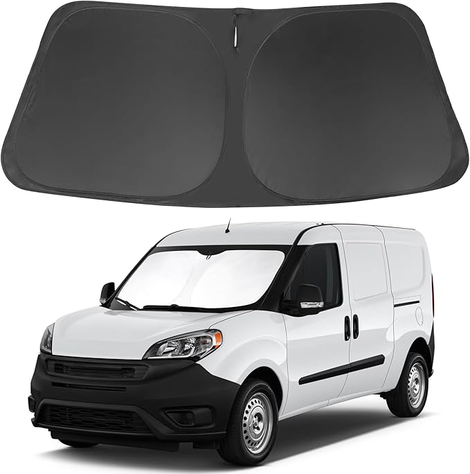 Windshield Sun ShadeCustom Fit 2014-2024 2025 Dodge RAM ProMaster Accessories Full Size Cargo Van Chassis Cab Cutaway Front Window Sunshade Rays Reflector Keeps Car Cooler