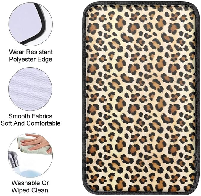 Horeset Leopard Print Auto Center Console Arm Rest Pad Universal Fit Car Armrest Cover Cushion Fit Most Vehicle