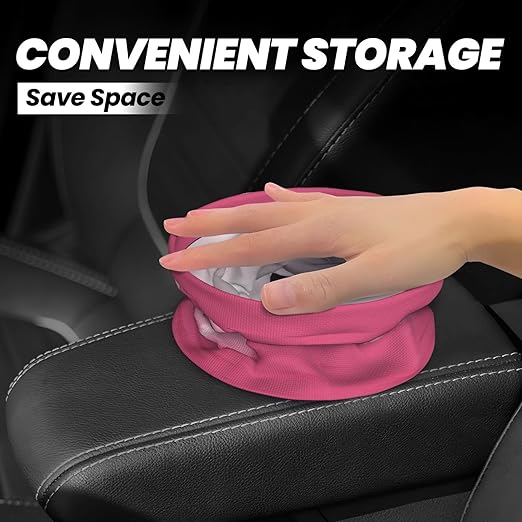 Aueimtia Pink Flamingo Car Trash Can – Collapsible & Waterproof Hanging Trash Bag, Pop-Up Garbage Bin for Cars, Trucks, Minivans, and Camping – Easy to Install & Clean