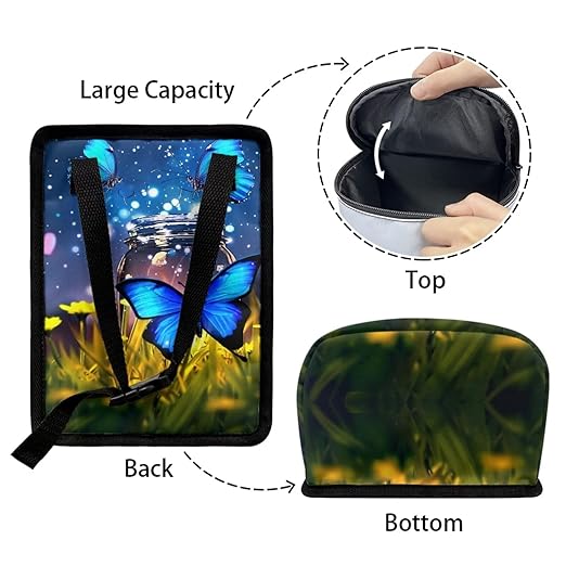 Butterfly Hanging Car Trash Bin Butterfly Car Interior Storage Accessories Portable Leak-Poof Vehicle Garbage Cans Mini Car Trash Cans for Front Back Seat Blue Butterfly