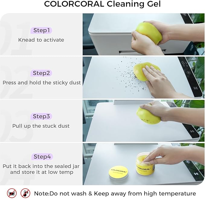 COLORCORAL Car Cleaning Gel 3Pack, Clean Putty for Cleaning for Cars Interior, Home Cleaning Supplies- Reusable Durable, Auto Detailing Tools for Keyboard Vent Cleaner Slime(480g/11.8oz)