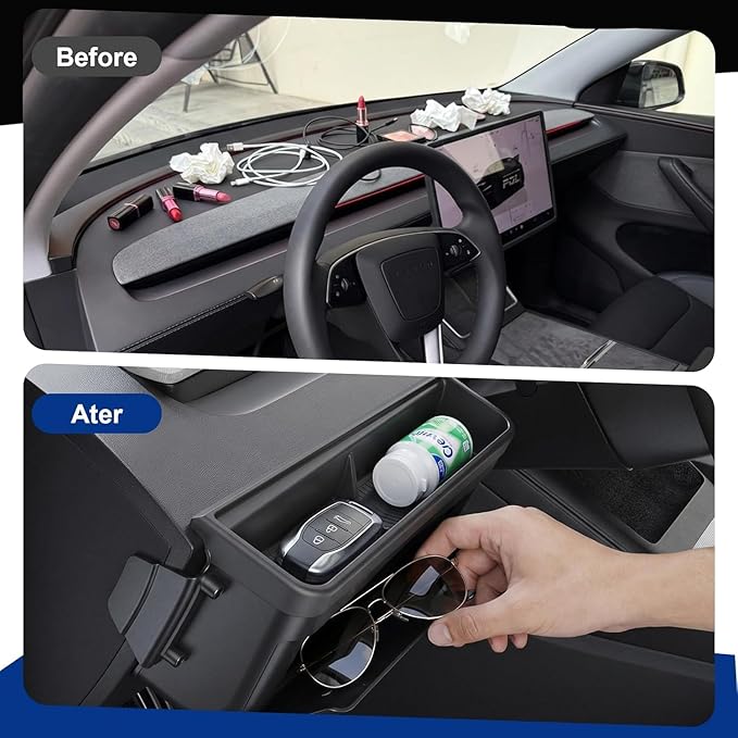 Topfit Dashboard Organizer for Tesla Model Y Multifunctional Storage Box Sunglasses Glove Box Organized Accessories for Tesla Model Y (2025-2026)