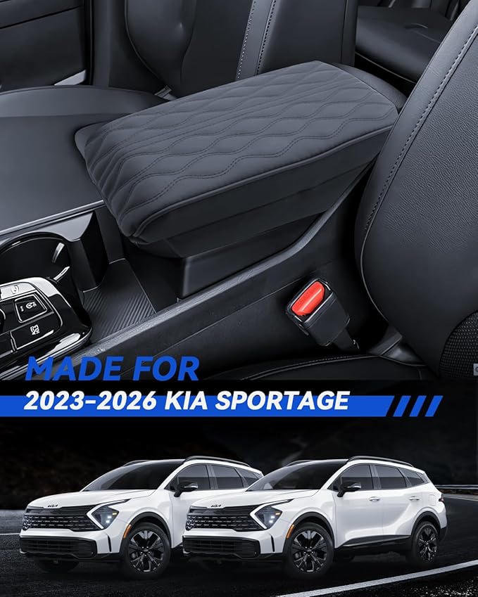 Armrest Cover for 2023 2024 2025 2026 Kia Sportage (LX/EX/X-Line/SX/SX Prestige/X-Pro/X-Pro Prestige) Accessories Center Console Middle Lid Pad Protector for Car Elbow Rest