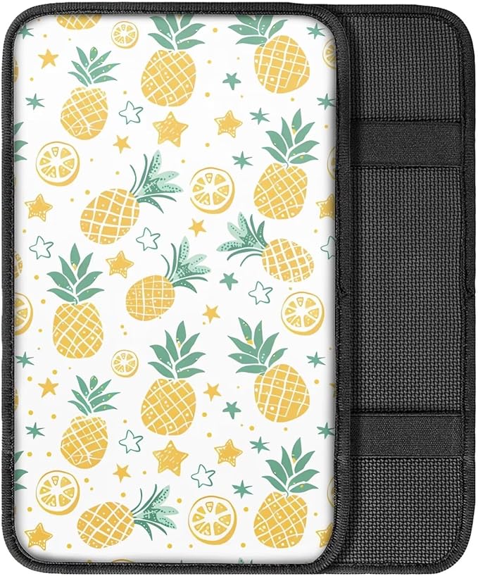Pineapple Car Center Console Cushion Pad Dustproof Automotive Armrest Seat Box Cover Universal Fit Most Vehicles Sedan Van Truck SUVs, Waterproof & Breathable