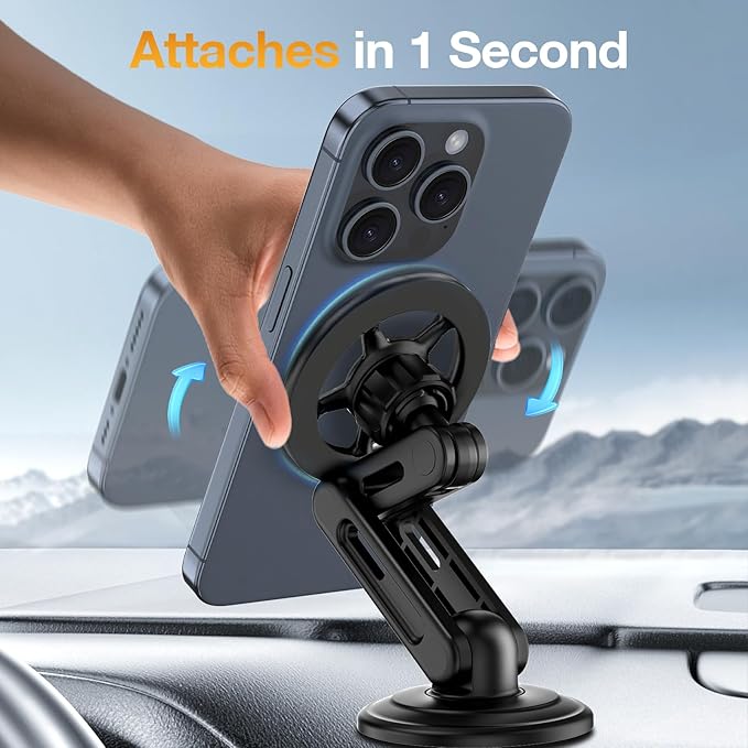 for MagSafe Car Mount Dashboard [360° Rotation All-Metal] [20 Strongest Magnets] Magnetic Phone Holder for Car Dash, HandsFree Car Phone Holder Mount for iPhone 15 Pro Max 14 13 12 Pro Plus Mini All