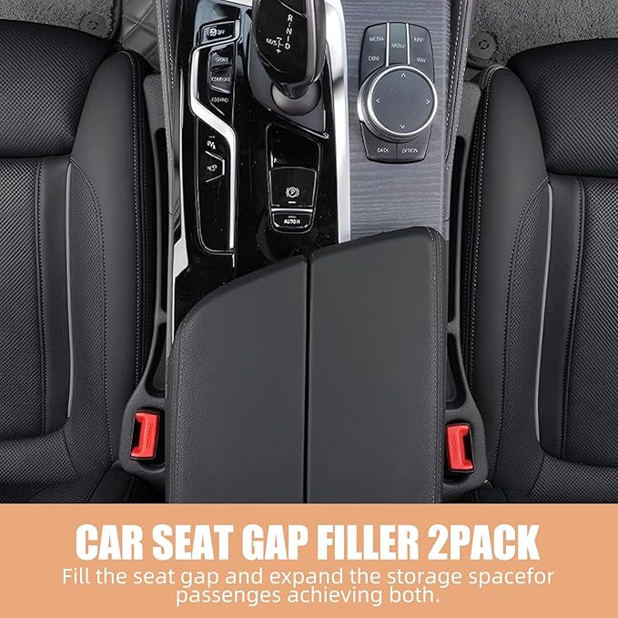 FFKQBH No Drop Seat Guard, Car Seat Gap Filler, Drop seat Gap fillers Between Seat and Console Stop Things from Dropping (Black)