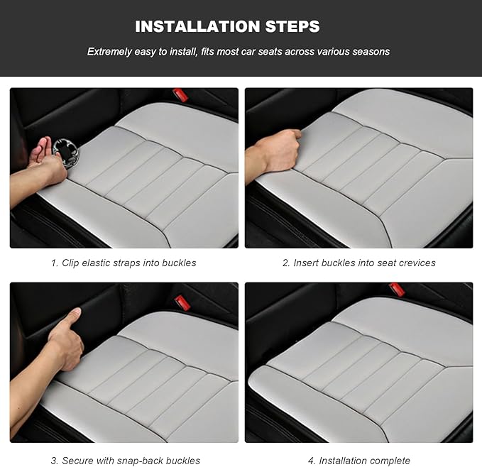 Car Seat Cushion, Breathable Driver Seat Protector with 1.2" Thick Comfortable Memory Foam, Universal Non-Slip Chair Pillow Pressure Relief Cushion Pad for Car Home Office (Black)