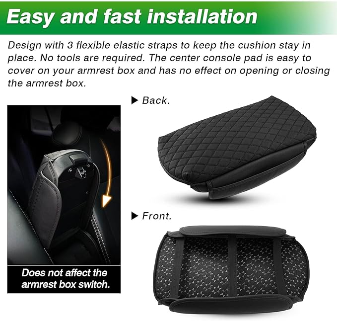 Shademax Center Console Cover Toyota RAV4 2019-2024 2025 Armrest Cover Cushion Pad for Toyota RAV4 Accessories PU Leather Armrest Seat Box Protector with Pockets Storage Bag