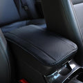 Leather Car Center Console Cushion Pad, 7.5"×12.8" Waterproof Auto Armrest Box Protector, Comfortable Armrest Seat Box Cover for Car SUV Truck, Vehicle Interior Accessories (Black)