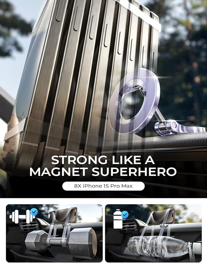LISEN for iPhone MagSafe Car Mount, Cute Ultra Magnetic Phone Holder for Car Dashboard, Magnet Car Phone Mount for Dashboard Purple Car Accessories for iPhone17 Pro Max Air 16 15 14 13 12, Purple