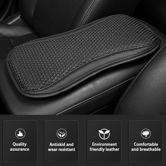 RAKSONIC Upgrade Car Console Armrest Pad,Car Armrest Cushion,Premium Material Car Armrest Cover,Universal Car Center Console Pillow,Car Accessories(Black1)