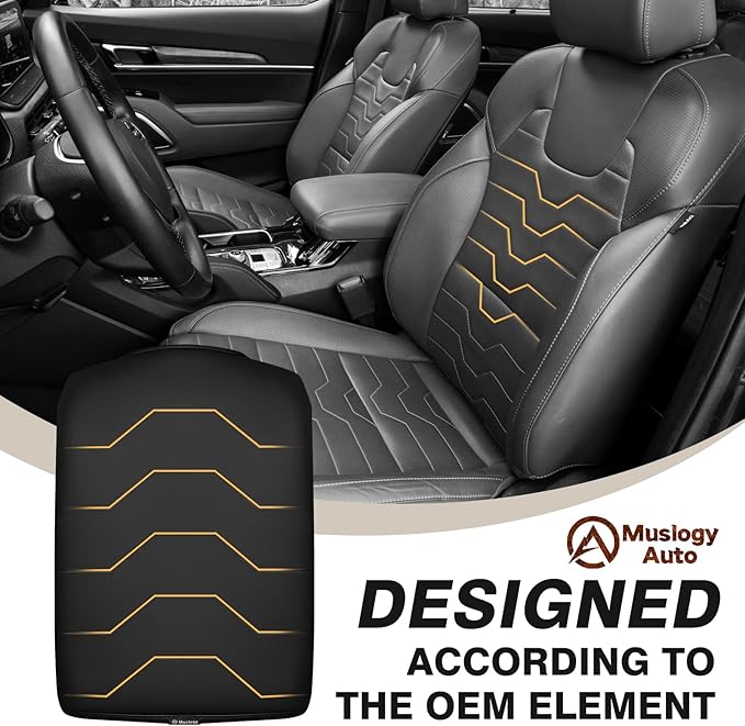 Muslogy Center Console Armrest Cover Compatible with 2020-2024 2025 Kia Telluride Comfort Armrest Pad Arm Rest Cushion Vegan Leather Protector Black Regular Thick