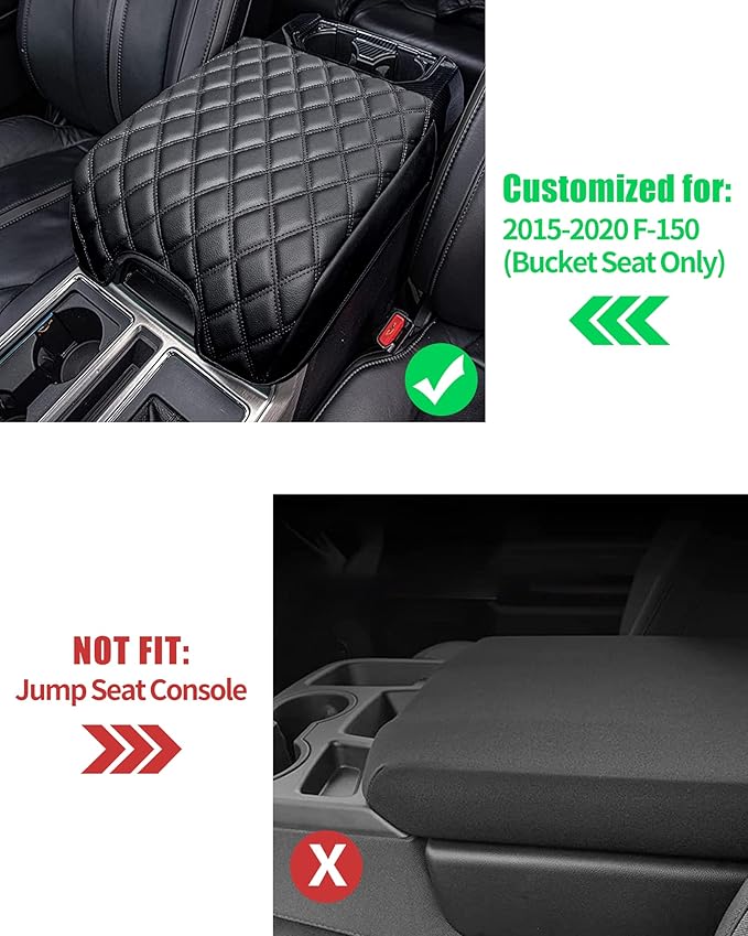 Carrep Center Console Cover Armrest Lid Cover Compatible with Ford F150 F250 F350 F450 Expedition Accessories 2015-2020, Arm Rest Cover Only for Bucket Seat Console (15-20 F150 Bucket SEAT)