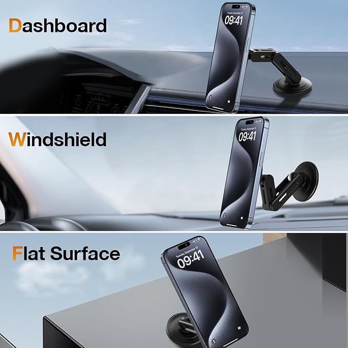 for MagSafe Car Mount Dashboard [360° Rotation All-Metal] [20 Strongest Magnets] Magnetic Phone Holder for Car Dash, HandsFree Car Phone Holder Mount for iPhone 15 Pro Max 14 13 12 Pro Plus Mini All