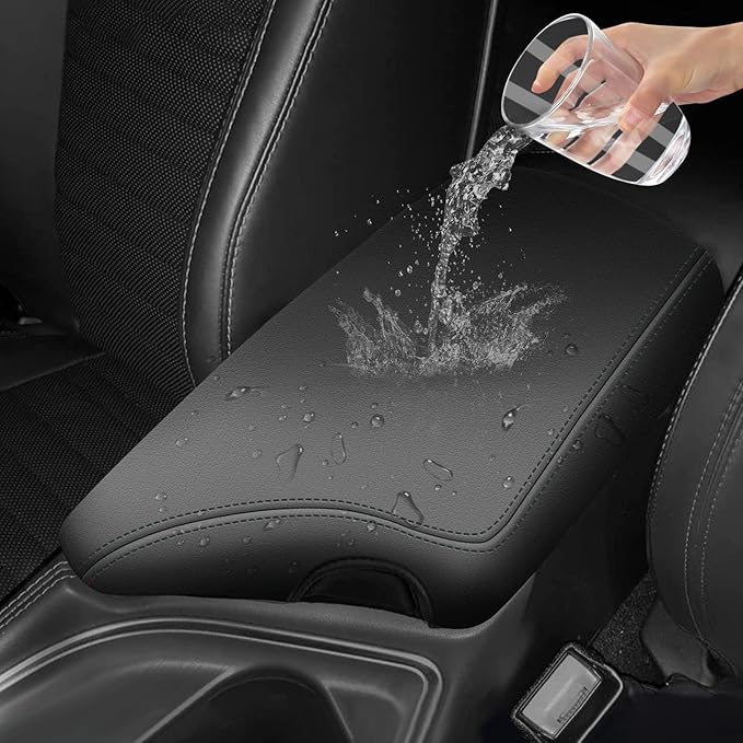 AOMSAZTO Console Armrest Covers for 2014-2023 2024-2026 Dodge Challenger Interior Accessories for Dodge Challenger Black with Black Stiches