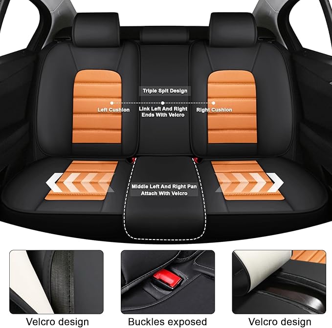 AREKA 5 Seat Covers for Subaru Crosstrek 2016-2026 Breathable Car Seat Covers,Anti-Slip Waterproof Car Seat Protectors with Airbag,Automotive Vehicle Cushion with Storage Pockets (Standard,Orange)