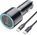 140W USB C Car Charger, Super Fast Charging for iPhone 17 Pro Max/16/MacBook Pro/Air/Samsung S25, Drone, Laptop, Starlink Mini, PD3.1&PPS 45W Type C Cigarette Lighter Adapter with a 100W E-Mark Cord