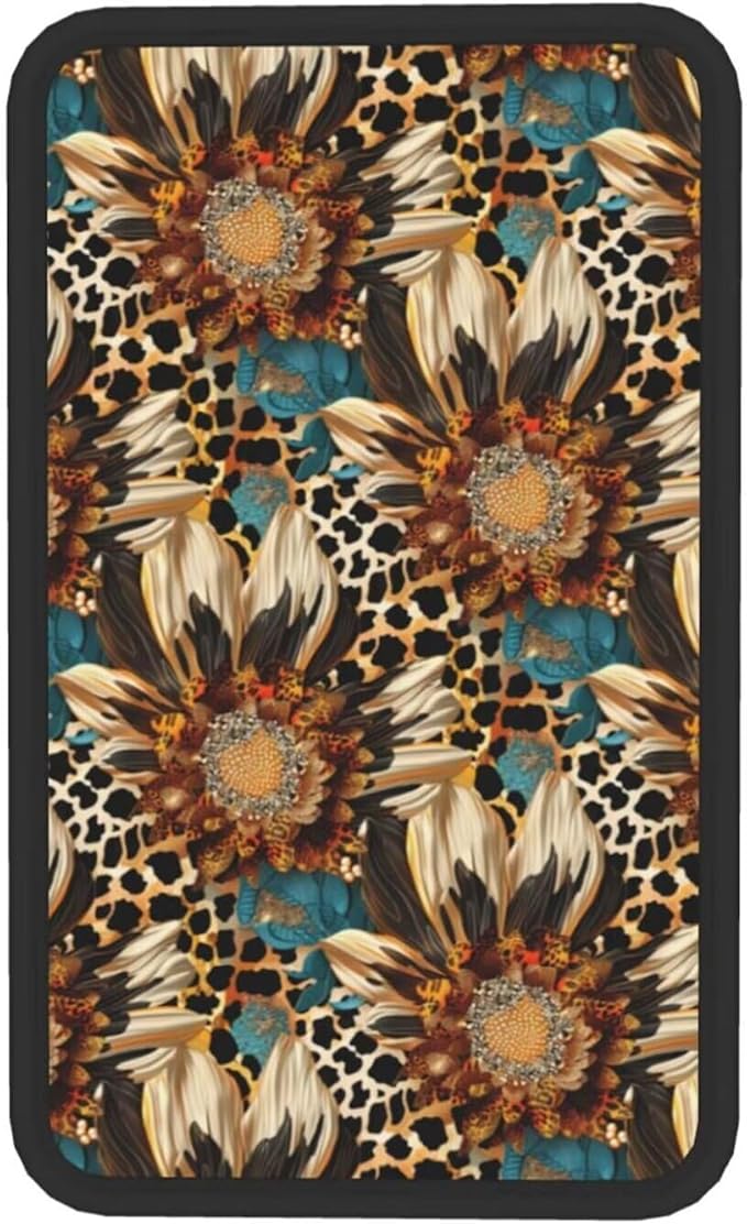 Sunflower Center Console Armrest Cover Flower Floral Leopard Car Interior Accessories Arm Rest Seat Box Covers Protector Cars Decor Accessory