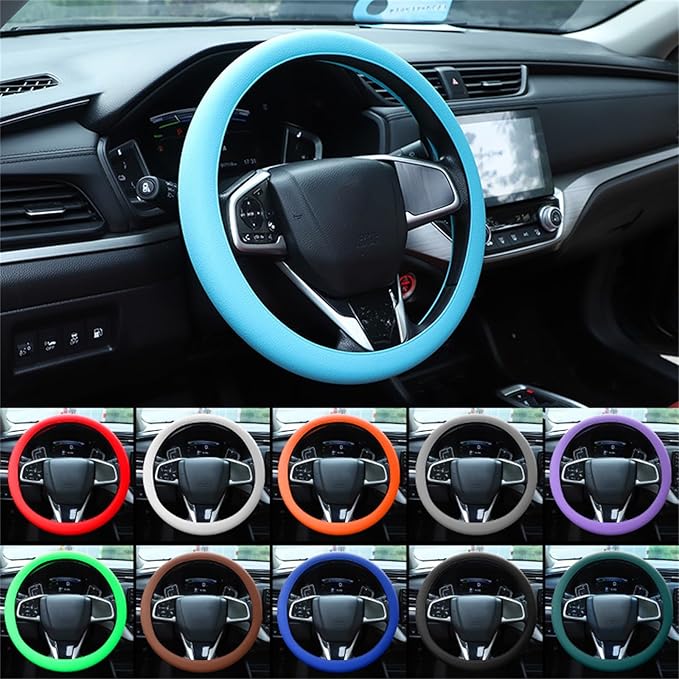 Cool Non-Slip Silicone Steering Wheel Protector,Soft Protective Cover,Non-Slip Steering Wheel Cover (Dark Blue)
