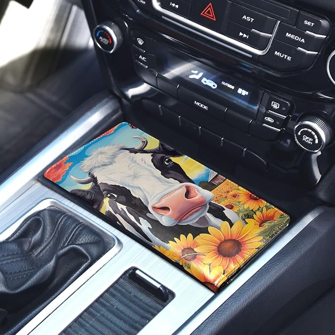 Cow Sunflower Farm Thanksgiving Car Registration and Insurance Holder Vehicle Glove Box Organizer Car Accessories Wallet Case for Women Men 202a1587