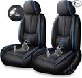 Premium Universal Car Seat Cover, Comfortable Leather Seat Cover for 96% of Models, Waterproof Car Seats Protectors Cushions for 2 Seats(Black+Blue)