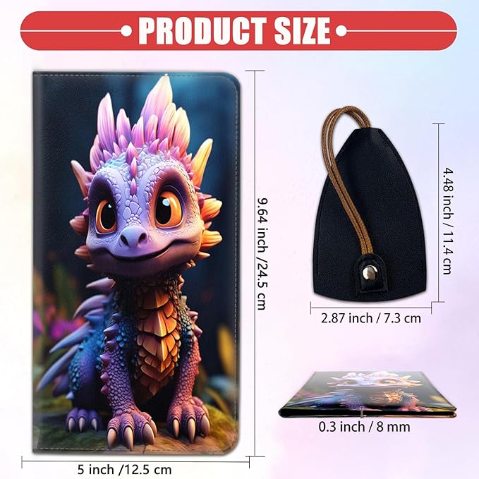 Car Document Holder with Magnetic Shut, Car Registration & Insurance Card Holder, Waterproof PU Leather Glove Box Organizer Vehicle Accessories Driver License for Women/Men, Baby Dragon Pattern