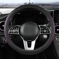 Car Steering Wheel Cover, Leather Steering Wheel Cover Purple Universal 14.5-15 Inch Microfiber Leather Anti-Slip Breathable Auto Steering Wheel Covers for Men Women (Black&Purple)