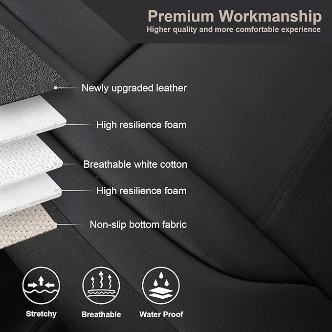 GIANT PANDA Front Car Seat Cover for Hyundai, Leather Bucket Seat Covers Custom Fit Hyundai Sonata Elantra Santa Fe Tucson Accent Kona Palisade Genesis Venue Ioniq(Black) 2-Pack