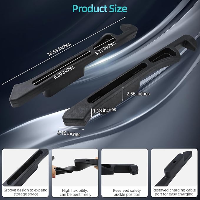 Clapery 2025 Car Seat Gap Filler with 2 Storage Areas, 2 Pack Multi-Function Car Side Seat Gap Filler for Prevent Items Falling, 3in1 Gap Stopper Universal Fit Car SUV Truck(Black)