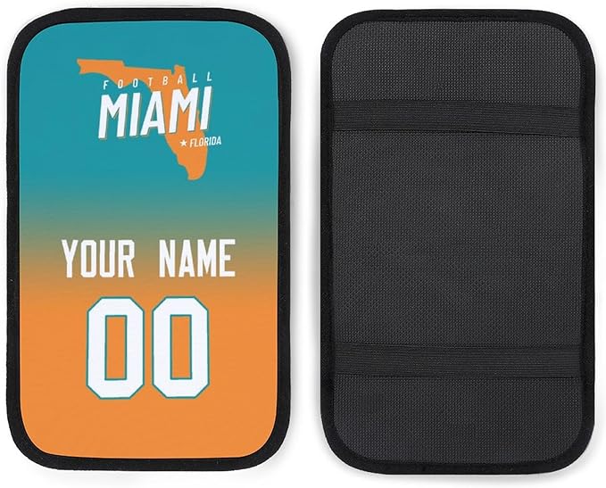 Custom Football Car Armrest Covers Universal Auto Center Console Pad Car handrail Box Cushion Personalized Add Name & Number Fans Gift Fit Suit for SUV Truck Sedan Van