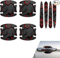 8PCS Car Door Handle Scratch Protectors, 3D Carbon Fiber Door Handle Bowl Sticker, Waterproof Scratch-resistant Self-adhesive Protective Film, Universal for Most Vehicles (Red)
