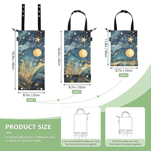 ALAZA Hanging Car Trash Bags Garbage Bag Trash Can for Back Seat Small Galaxy Mistery 17 Washable Storage Bag Retractable 2 Pack