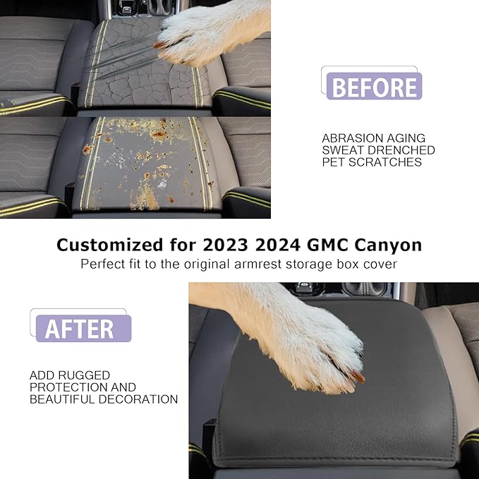 LUWU 2025 2026 Colorado Center Console Cover Compatible with 2023 2024 2025 2026 GMC Canyon & Chevrolet Colorado Accessories Armrest Cover Center Console Pad Armrest Console Cover (Thin Black)
