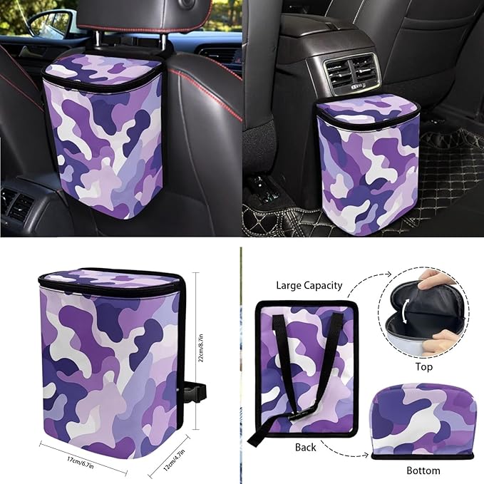 10 Pcs Car Seat Covers Full Set Interior Sets, Giraffe Flower Printed High Back Car Front Rear Seat Cover with Steering Wheel Cover Keychain Coaster Trash Can Air Vent Storage Bag