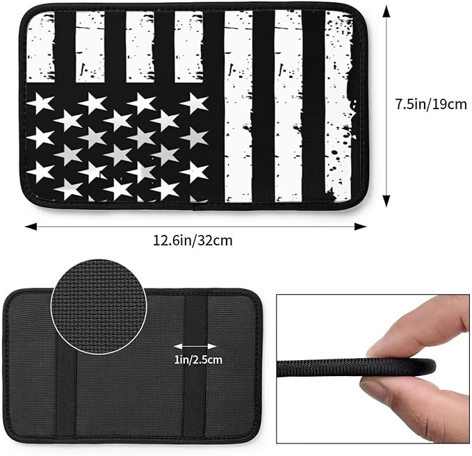 Black American Flag Car Armrest Cushion USA Flags Foam Car Arm Rest Cover Pad Patriot Star Stripe Cars Center Console Armrest Lid Covers