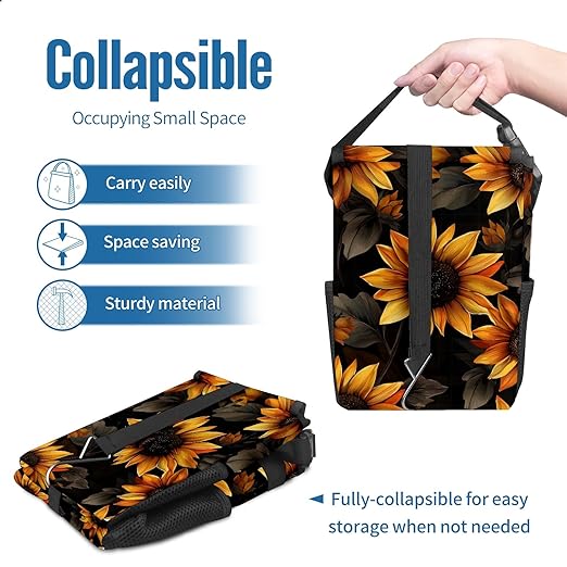 GVGHIDZ Car Trash Can – Multi-Purpose, Lightweight and Portable with Durable Water-Resistant Coating, No Installation Required, Practical and Ample Capacity, Variety of Colors.Beautiful Sunflower