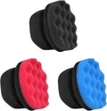 3 PCS Tire Dressing Applicator Pads, Reusable Hex Grip Tire Shine Applicator Polishing Sponge Pads, Wheel Tire Shine Detailing Foam for Most Vehicles, Car Accessories (Black+Blue+Red, 4.33")