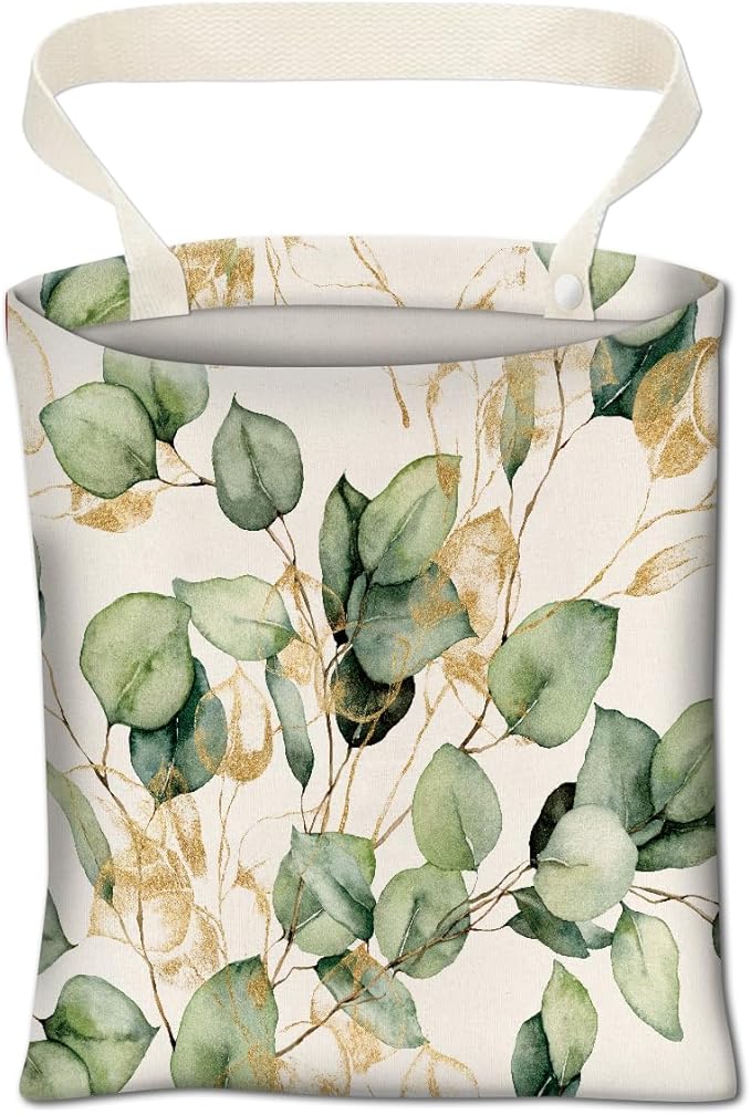 ABUIFDK Car Trash Can, Cute Car Trash Bag, Hanging Car Organizer and Storage Bag, Trash Bin for Car Accessories, Vehicle, Travelling, Camping Watercolor Golden Leaf