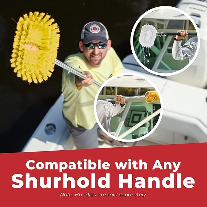 Shurhold Classic 6" Soft Bristle Boat Deck Brush, Safe for Use on Gelcoat, Fiberglass and Painted Surfaces, Attachable to Any Handle