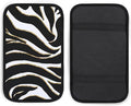 Black Gold Zebra White Animal Print Car Center Console Cushion Pad,Waterproof Armrest Seat Box Cover Protector,Comfortable Car Decor Accessories Fit for Most Cars, Vehicles, SUVs