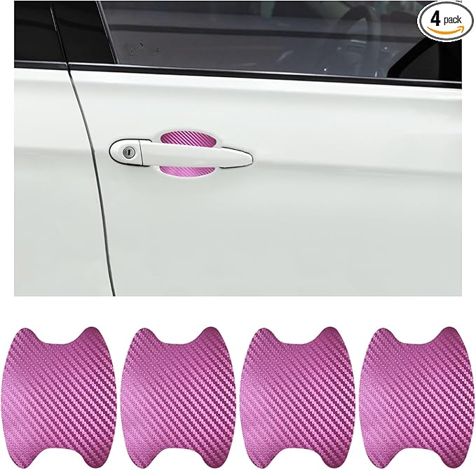 Ziciner 4 PCS Car Door Handle Sticker, Carbon Fiber Texture Auto Door Handle Protective Films, Anti-Scratches Door Side Handle Paint Guard, Universal Vehicle Accessories for Most Cars