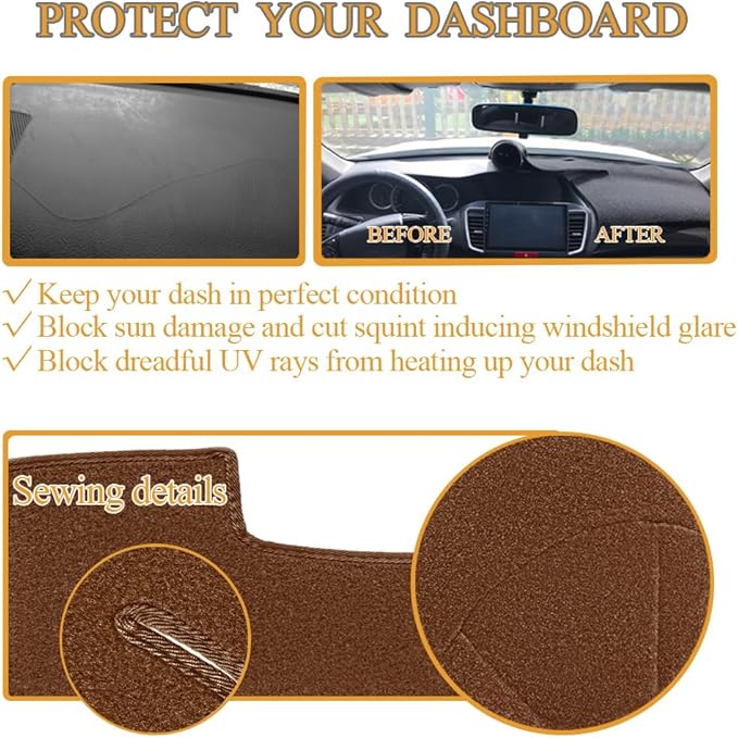 Dash Cover Mat Custom Fit for 1995-1996 Chevy Chevrolet Silverado C1500 C2500 C3500 K1500 K2500 K3500 Tahoe Suburban,GMC Sierra Yukon Suburban Pickup Truck,Dashboard Cover Pad Carpet (95-96 Brown)J131