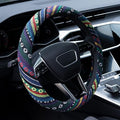 Limsas Boho Steering Wheel Cover Elastic Microfiber for Women, Universal Fit 15 inch Car SUV, Hippie Style Protector Cover, Anti-Slip, Breathable, Absorbing Sweat - 02