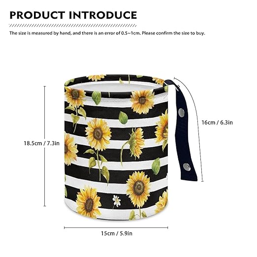 Brosoneto Hanging Portable Car Printed Sunflower Multipurpose Car Accessories Interior Universal Collapsible Back Seat, Front Console, Floor, or Hanging Headrest Waste Basket