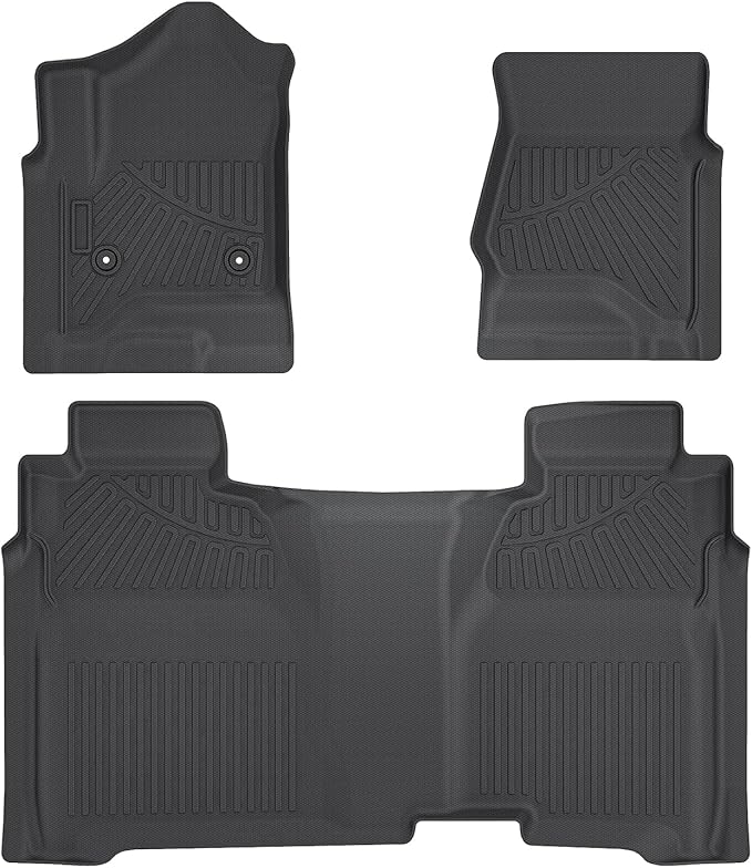 Cartist Floor Mats Fit for 2014-2018 Chevy Silverado & GMC Sierra 1500 Crew Cab;2015-2019 Silverado/Sierra 2500HD/3500 HD (Only fit Crew Cab),All Weather TPE Custom Fit Silverado Accessories
