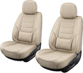 hoozoom Leather Front Car Seat Covers Breathable Seat Covers Waterproof Seat Protectors Universal Fit for Most Automotive Cars SUV Trucks Van (Beige, Front Pair)