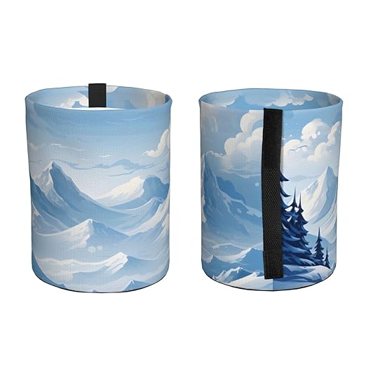 Car Trash Can Hanging, White Snow Mountain Cloud Scenery Waterproof Auto Garbage Bin Universal Vehicle Waste Container, 3.5L Capacity
